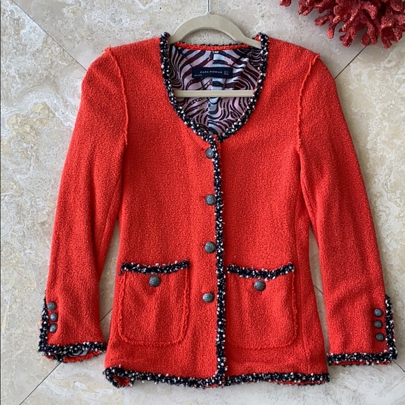 zara orange zebra cardigan